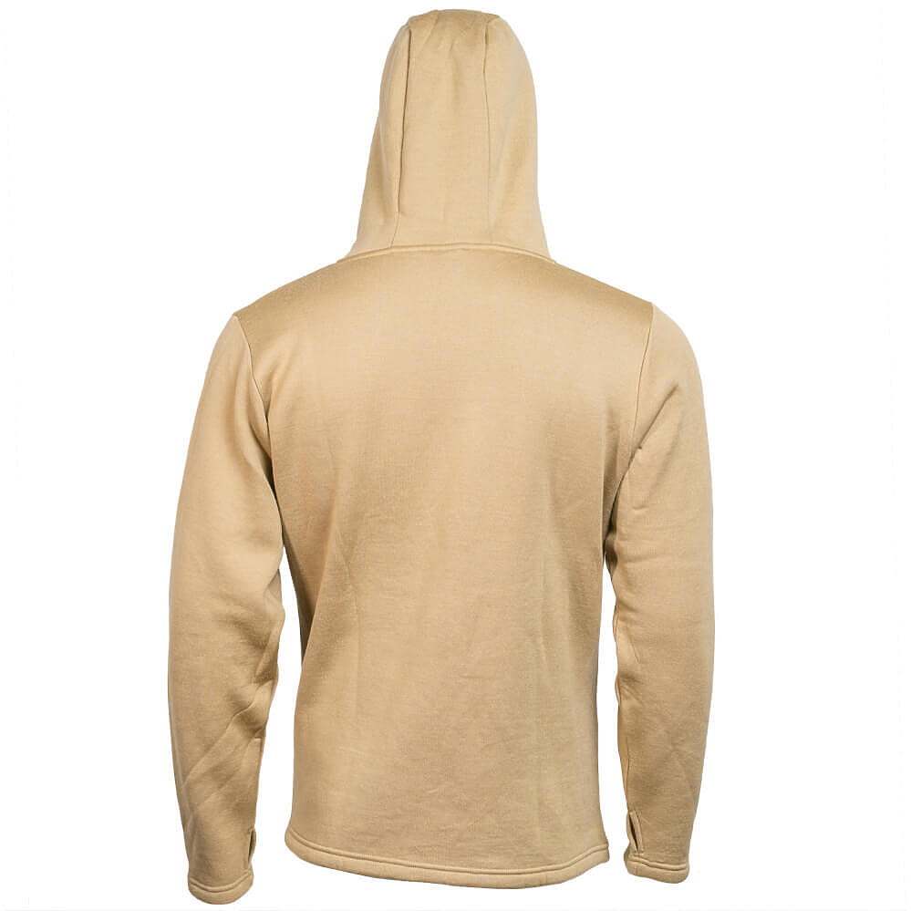 Beige hoodie shown from the back on a white background
