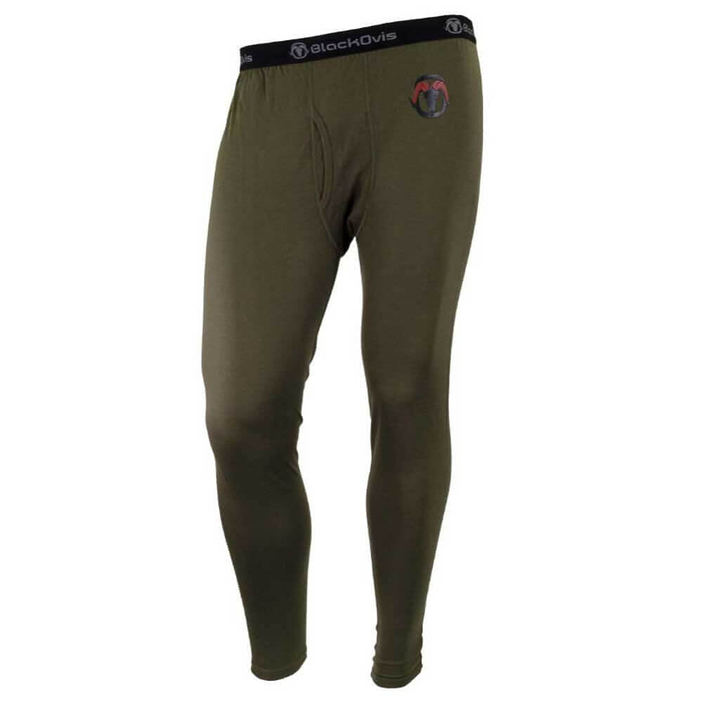 Olive green full-length compression pants with a black elastic waistband featuring the 'block4div' brand name and a small circular logo on the upper left thigh, shown on a plain white background.