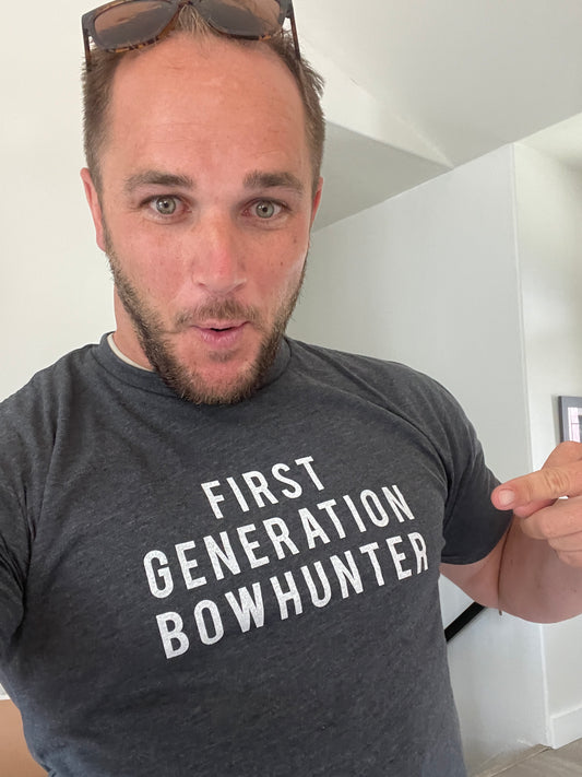 gray t-shirt first generation bowhunter